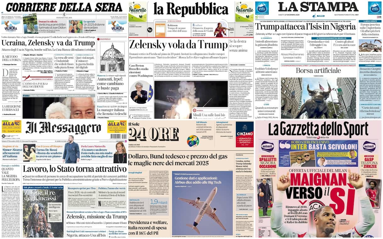 Le prime pagine dei quotidiani di oggi 27 dicembre: la rassegna stampa - Sky TG24