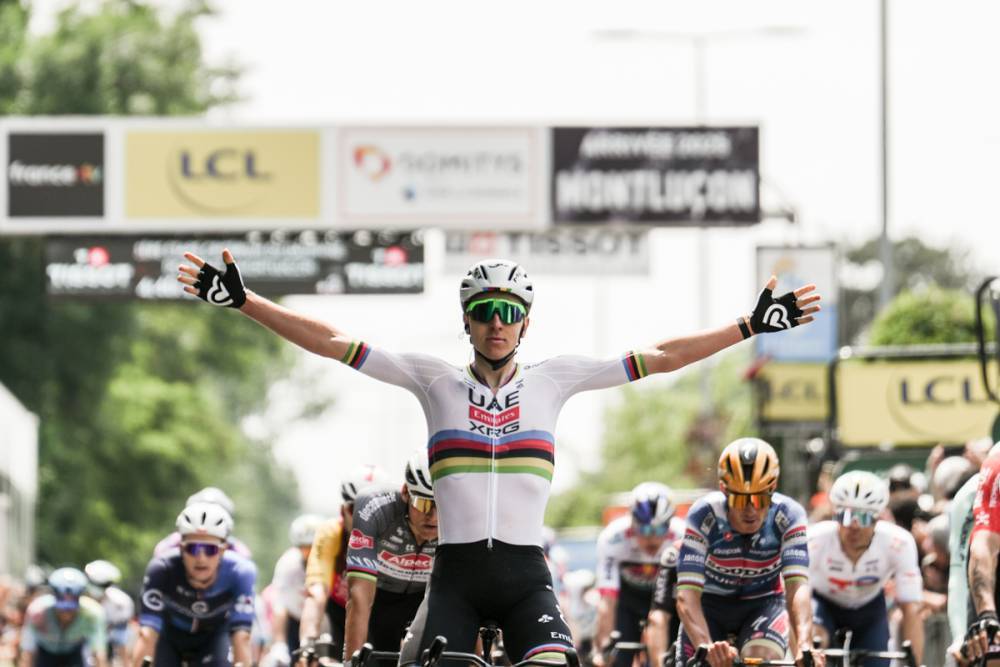 Tadej Pogacar vince la prima tappa del Giro del Delfinato 2025 / foto credit A.S.O. / Tony Esnault