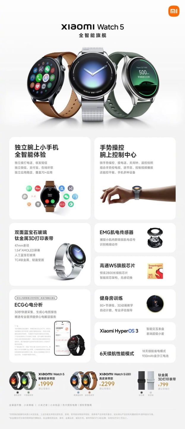 xiaomi watch 5 e buds 6 specifiche, prezzi e funzioni (3)