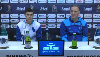 Veljko Mrsic e Alessandro Zanelli in conferenza stampa pre Treviso (27/12/25)