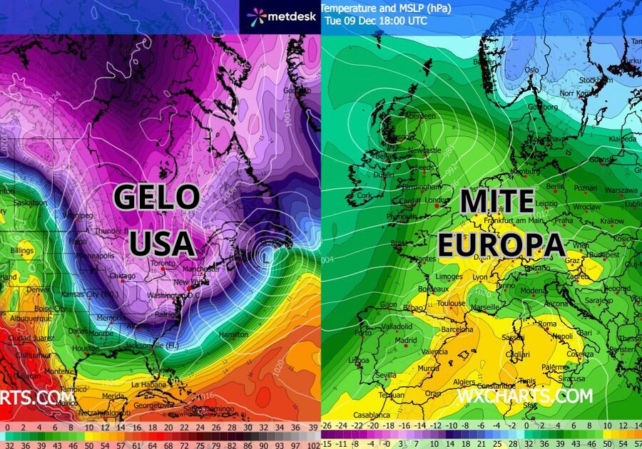 il gelo americano e la mitezza europea, l'inverno a due facce non si smentisce, l'analisi
