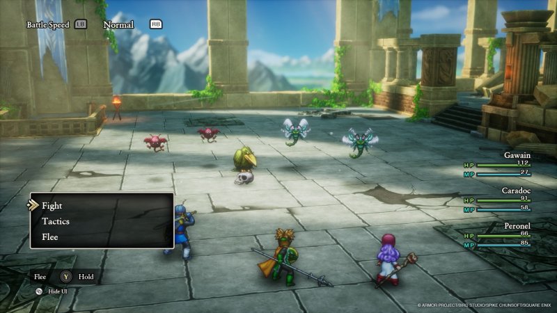 Una sequenza di combattimento di Dragon Quest I & II HD-2D Remake