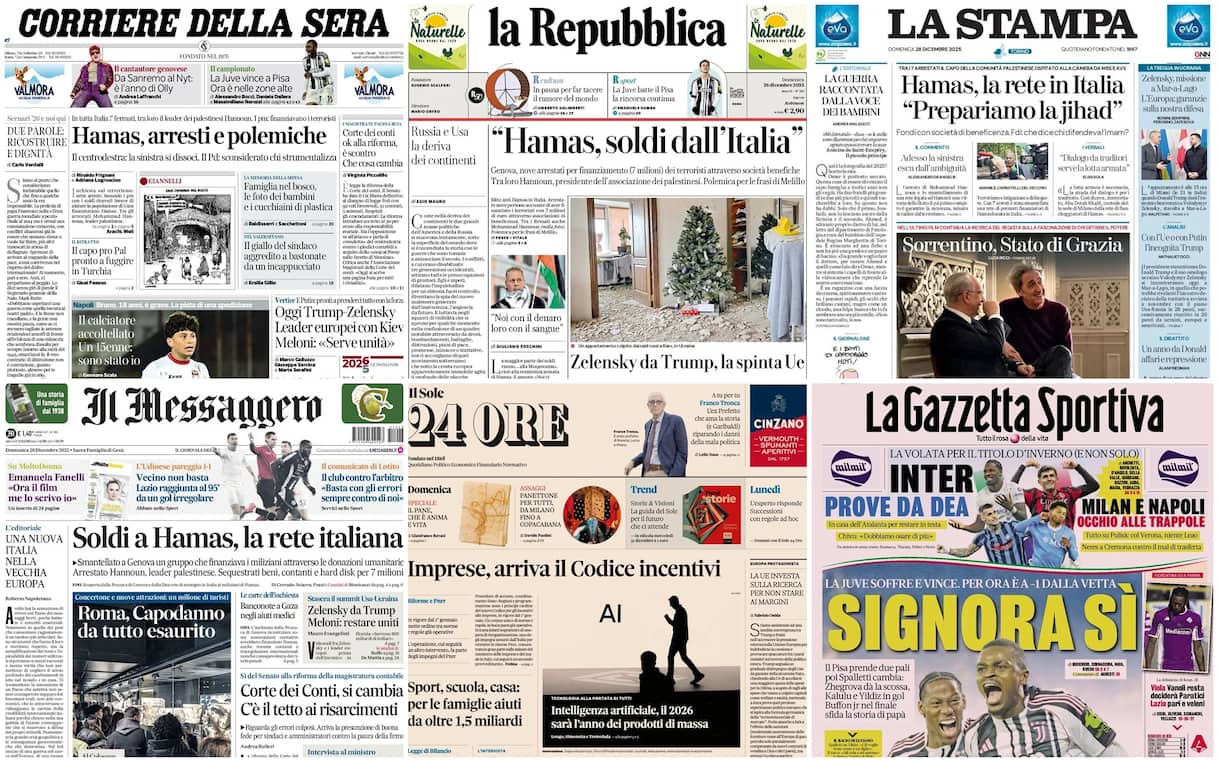 Le prime pagine dei quotidiani di oggi 28 dicembre: la rassegna stampa - Sky TG24