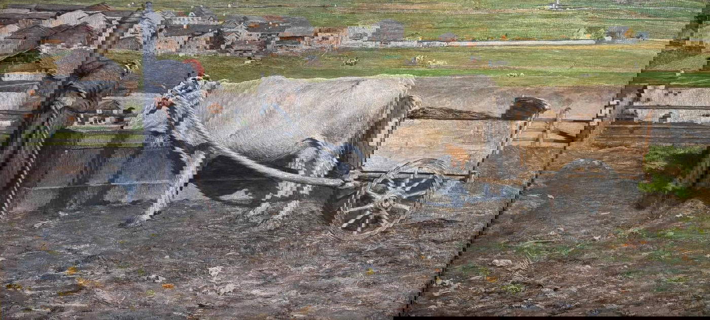 Giovanni Segantini, Sole d’autunno (1887; olio su tela, 90 × 192 cm; Arco, Galleria Civica G. Segantini)