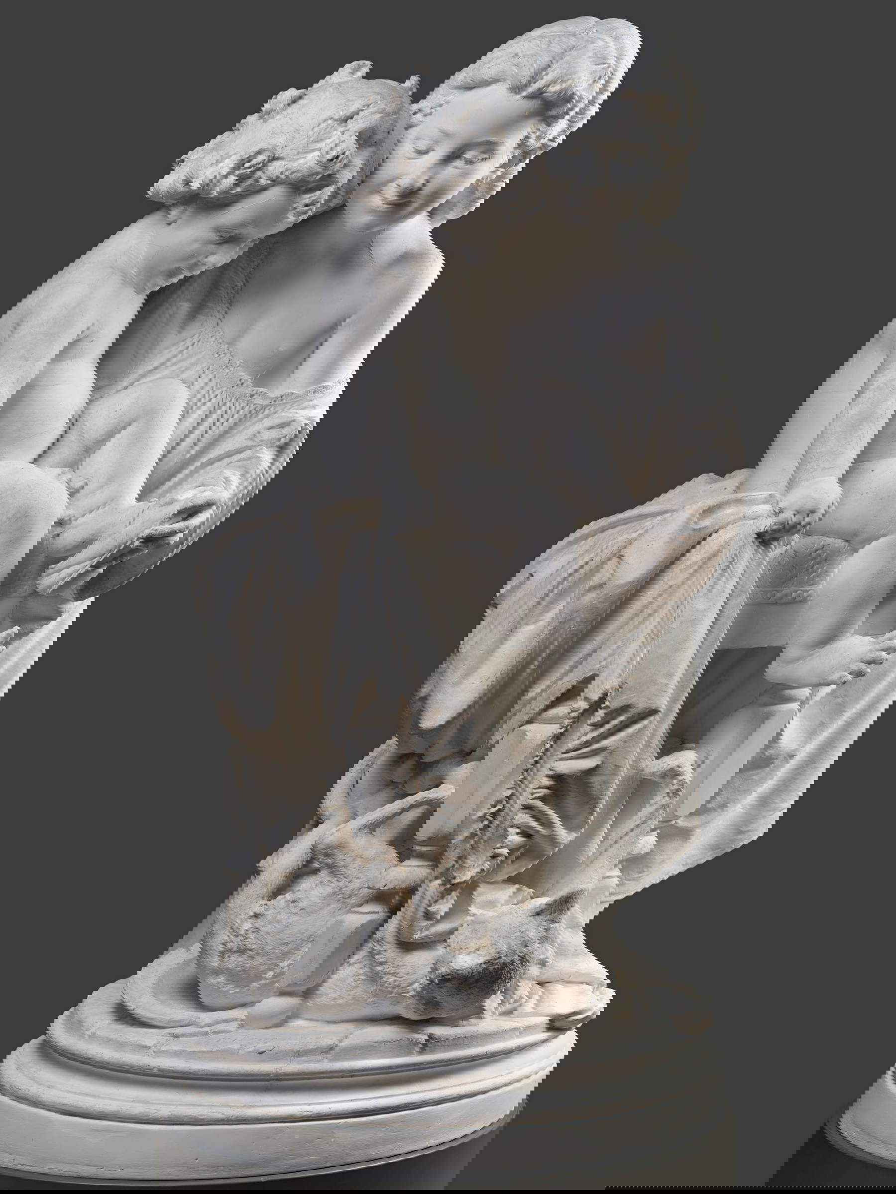 Giulio Monteverde, Primi giochi. Bambini che giocano con un gatto (1874; Genova, Musei di Nervi, GAM Galleria d’Arte Moderna)