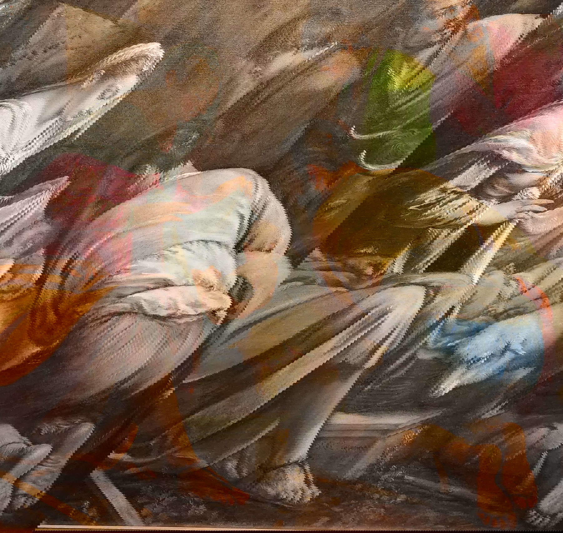 Jacopo Bassano, Adorazione dei pastori con santa Corona, san Vittore e un devoto, dettaglio