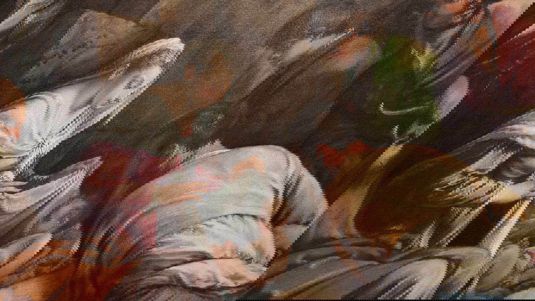 Jacopo Bassano, Adorazione dei pastori con santa Corona, san Vittore e un devoto, dettaglio