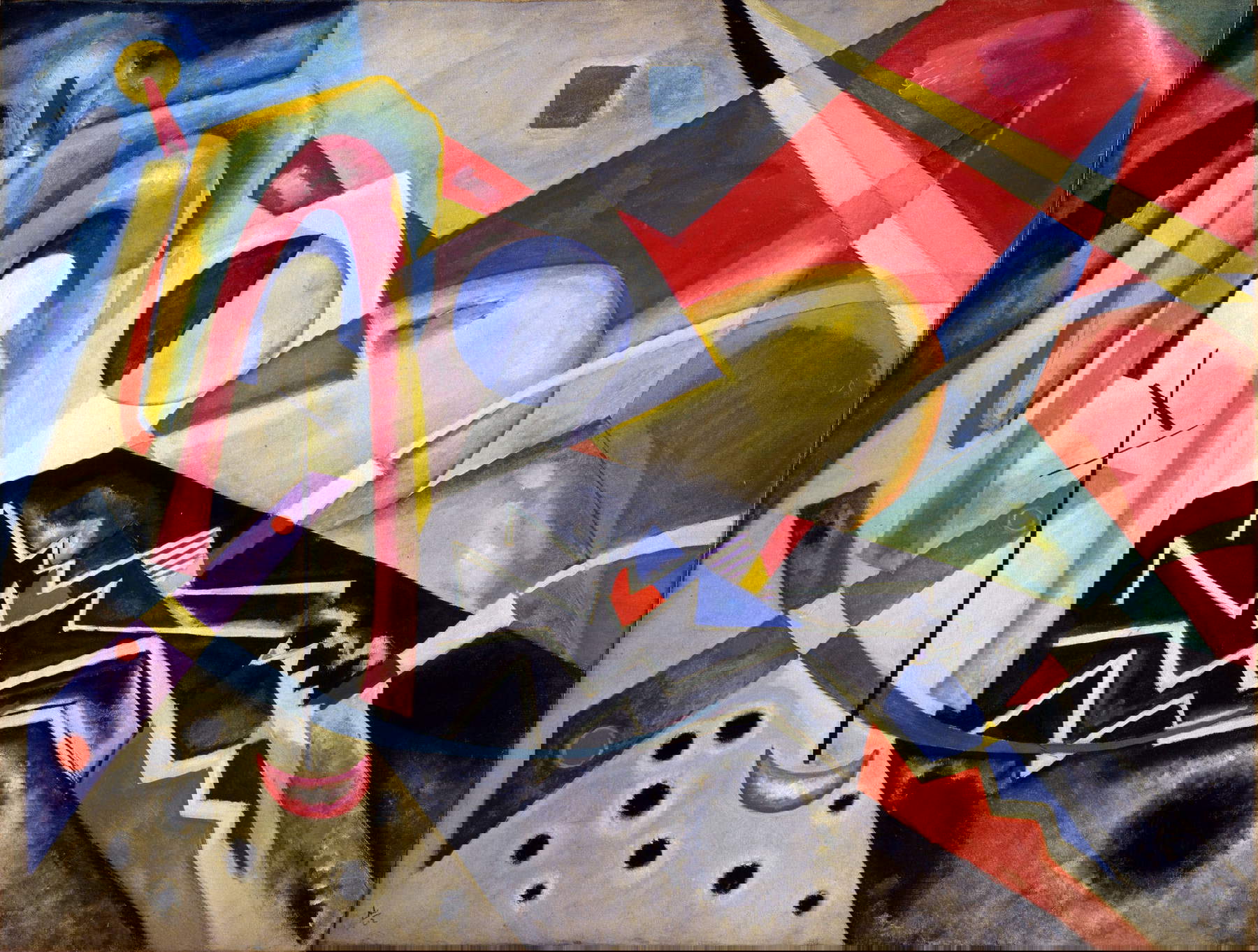 Wassily Kandinsky, Zig zag bianchi (1922; olio su tela, 92 x 125 cm, inv.1686; Venezia, Ca’ Pesaro - Galleria Internazionale d’arte Moderna, acquisto alla Biennale, 1950)