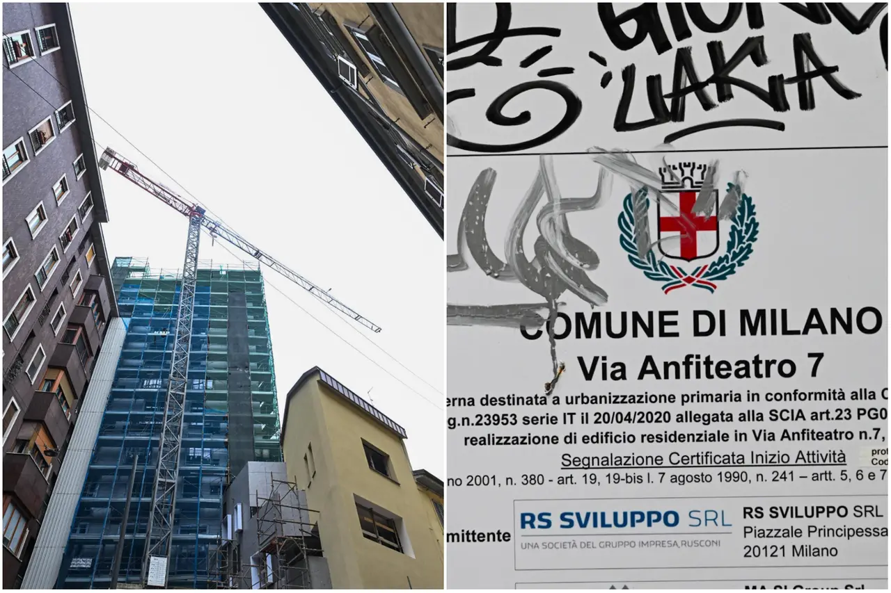 L'area di cantiere messa sotto sequestro in via Anfiteatro a Milano