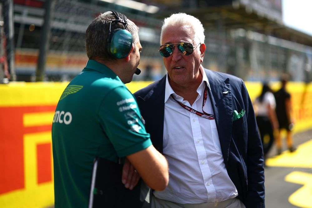 Lawrence Stroll, proprietario del team Aston Martin F1 sulla griglia di partenza.