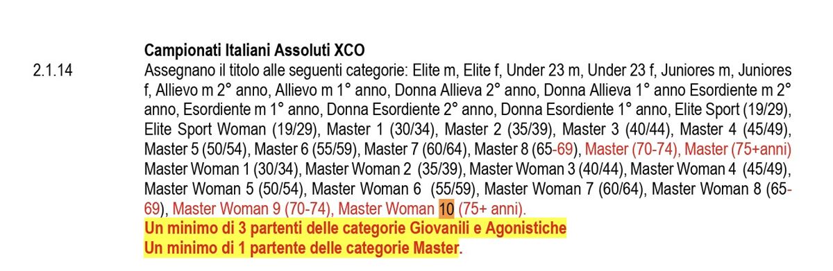 maglia tricolore campione italiano FCI - NORME