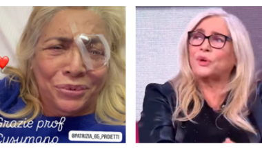 "Finiamo l'anno così. Buon anno a tutti. Speriamo che sia davvero la fine di quest'anno". Un nuovo intervento all'occhio per la conduttrice