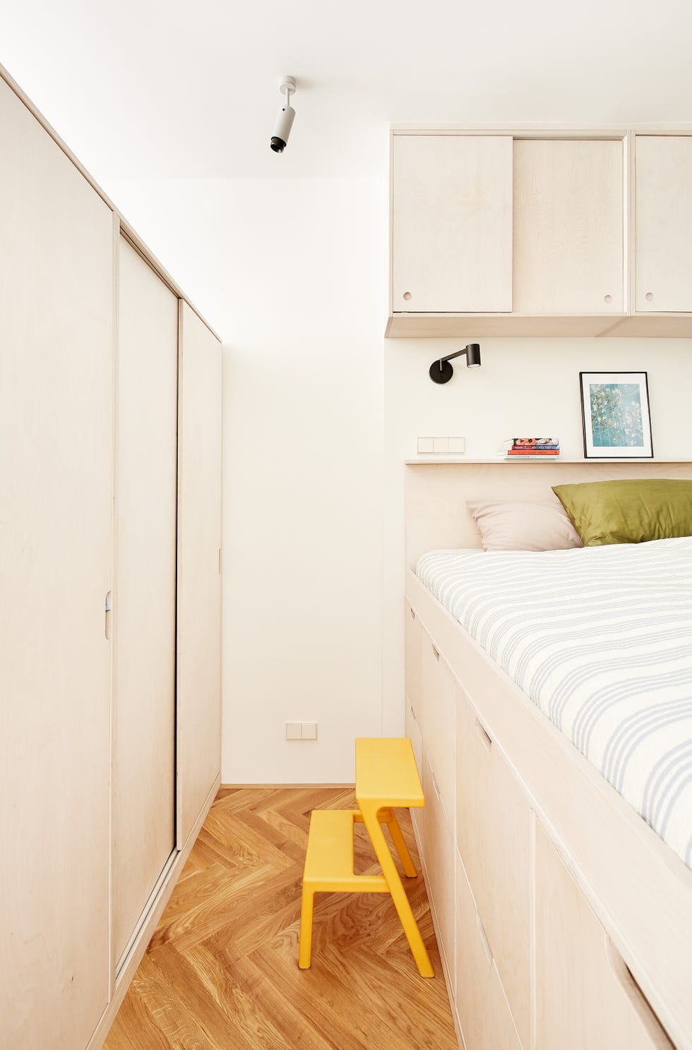 interior view of a modern bedroom featuring minimalist design elements