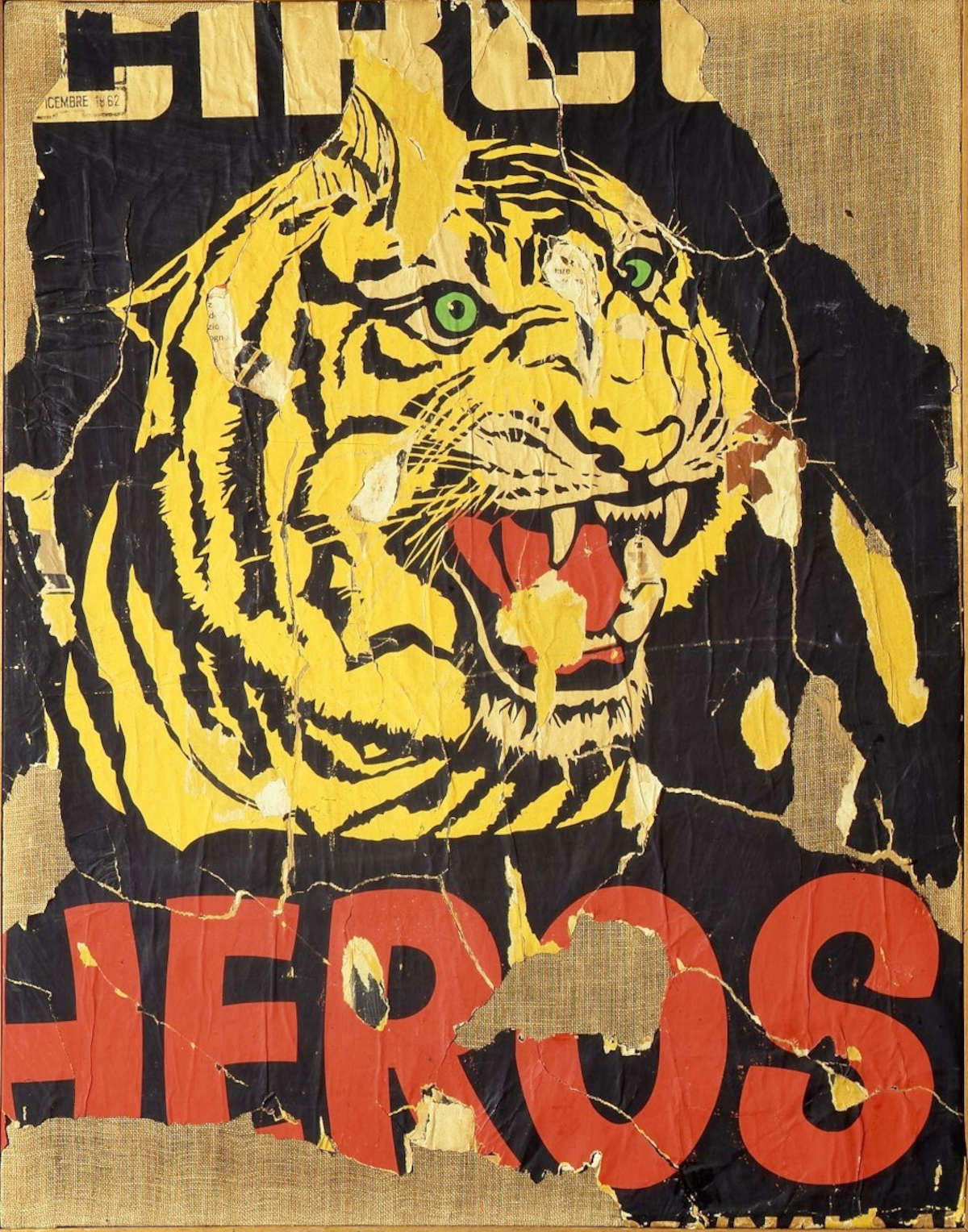 Mimmo Rotella, La tigre (1962; Décollage su tela, 108 x 84 cm; Collezione Privata)