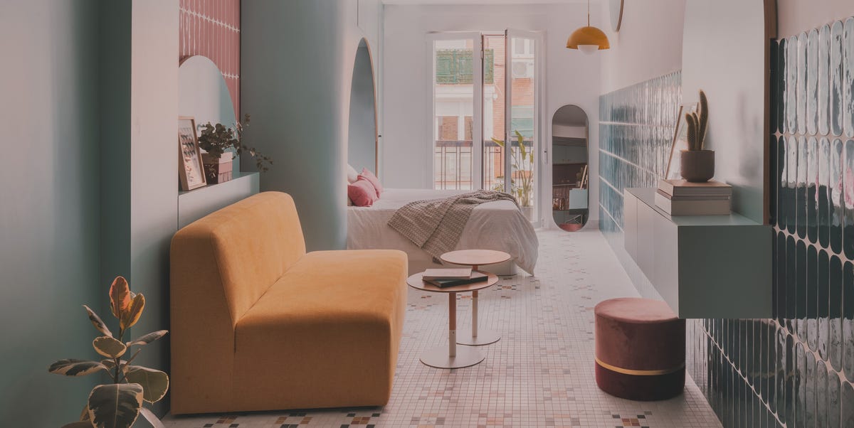 Una mini-casa di 50 mq coloratissima