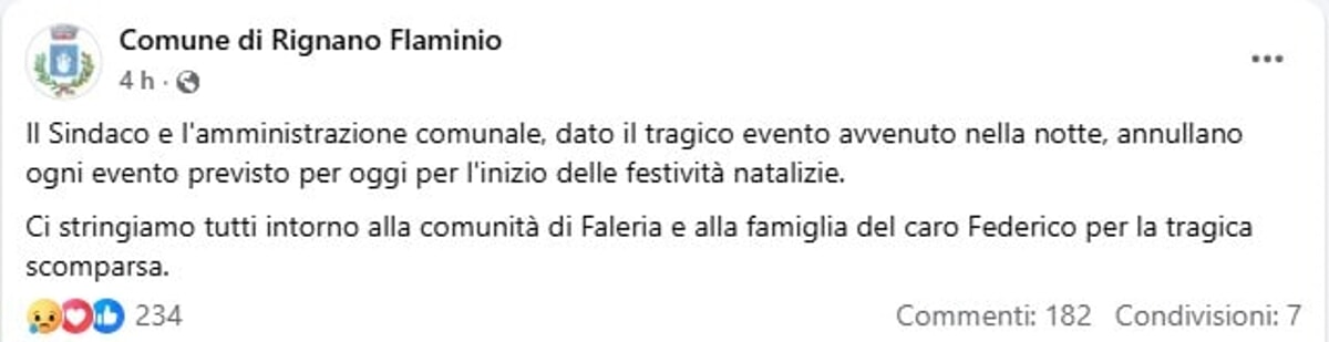 Post facebook comune Rignano Flaminio-2