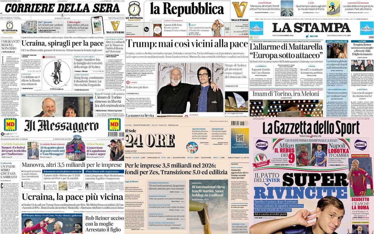 Le prime pagine dei quotidiani di oggi 16 dicembre: la rassegna stampa