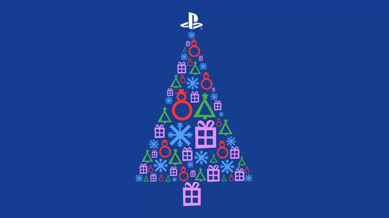 Un albero di natale composto dai simboli di PlayStation