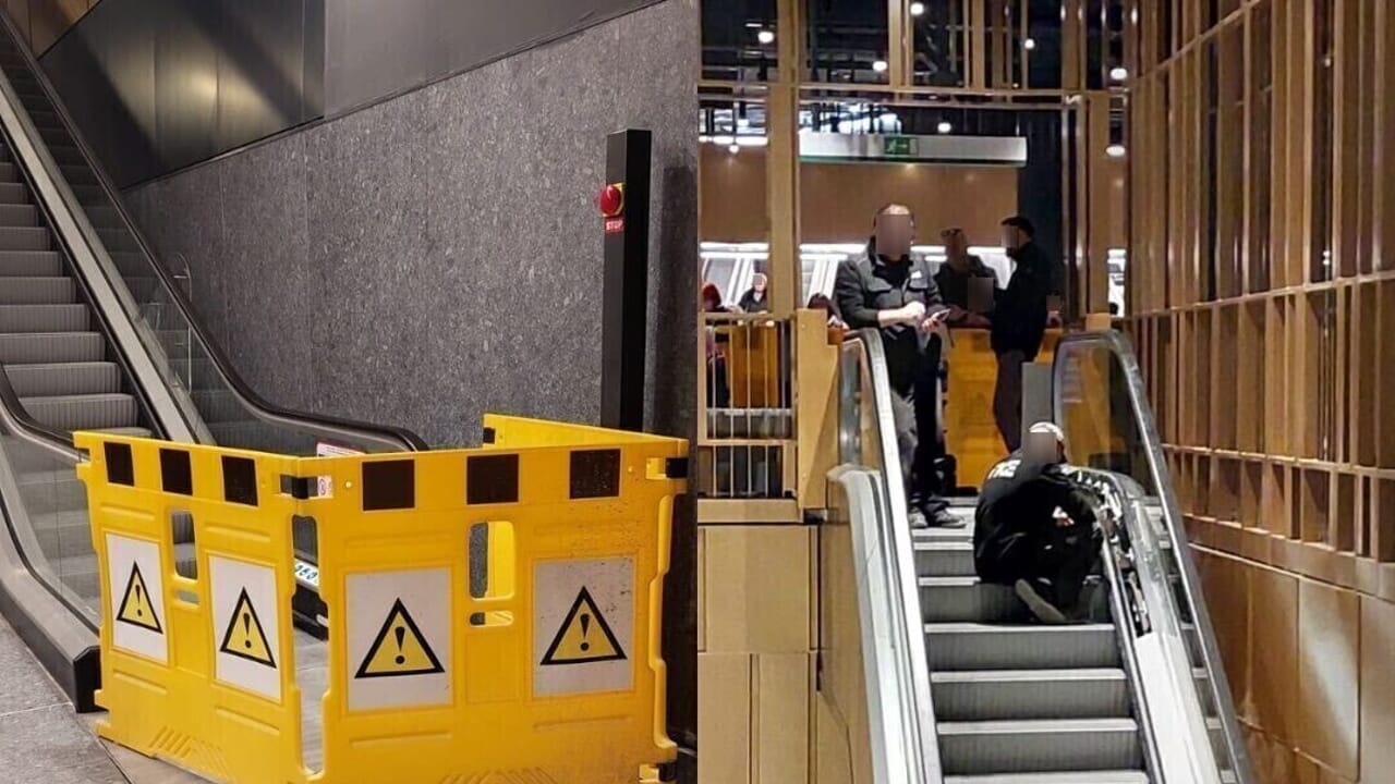 Scale mobili e un ascensore fuori uso alla nuova stazione Colosseo della linea C
