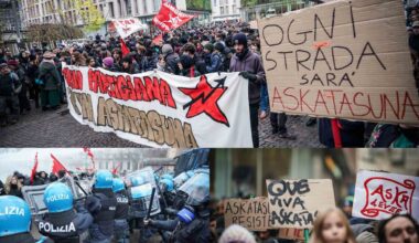 Torino, partito il corteo di protesta contro lo sgombero di Askatasuna. FOTO
