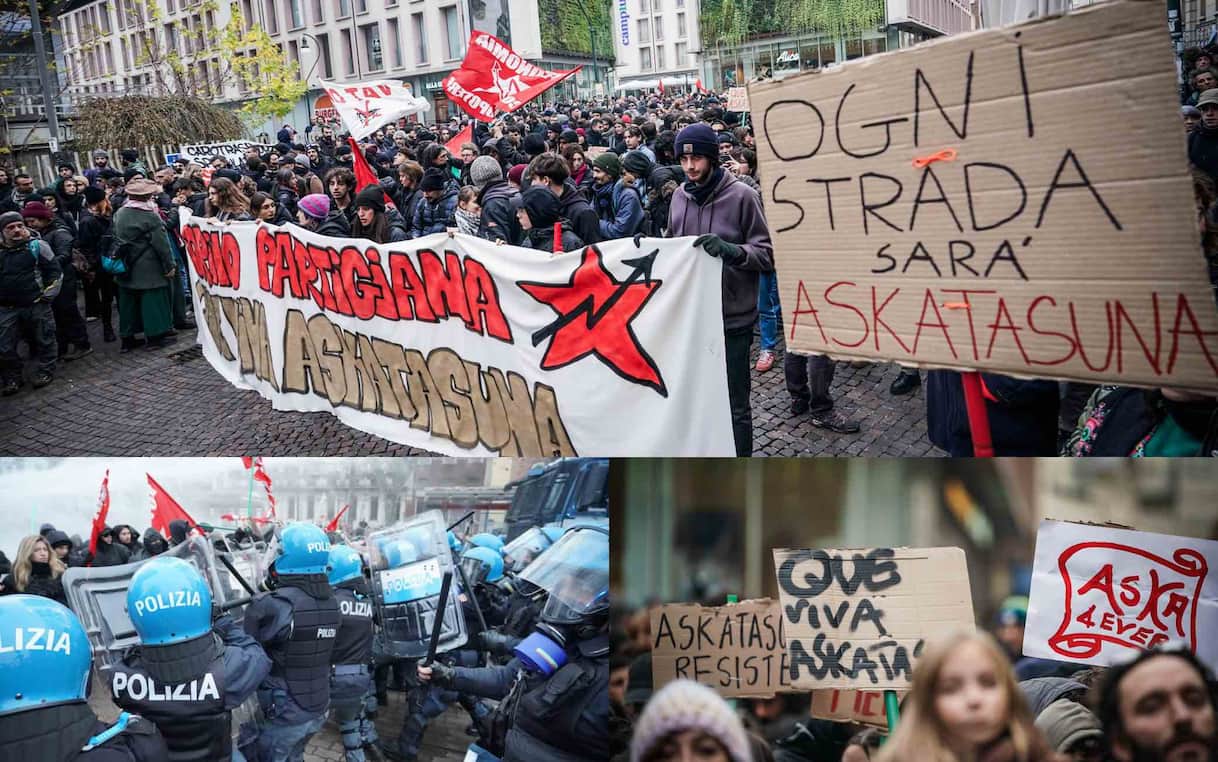 Torino, partito il corteo di protesta contro lo sgombero di Askatasuna. FOTO