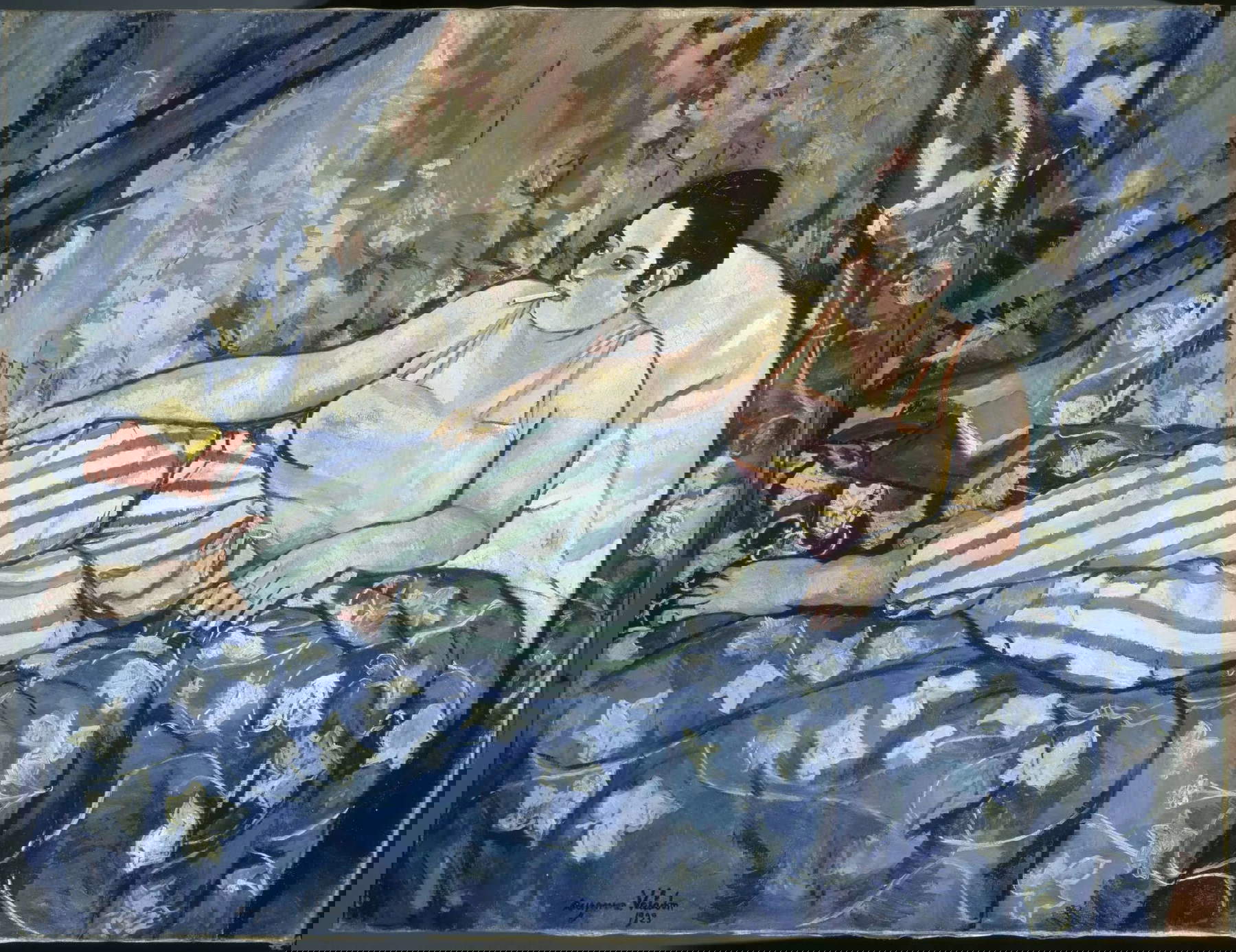 Suzanne Valadon, La Chambre bleue (1923; olio su tela, 90 × 116 cm; Parigi, Centre Pompidou, Musée national d'Art moderne / Centre de création industrielle, in deposito al Musée des Beaux-Arts di Limoges). Foto © Centre Pompidou, MNAMCCI, Dist. GrandPalaisRmn / Jacqueline Hyde