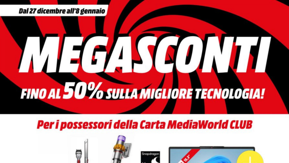 Volantino MediaWorld all'8 gennaio: scopri "Mega Sconti", offerte 50%
