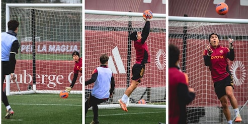 Dybala incredibile: eccolo a Trigoria come... portiere! E Svilar fa l'attaccante