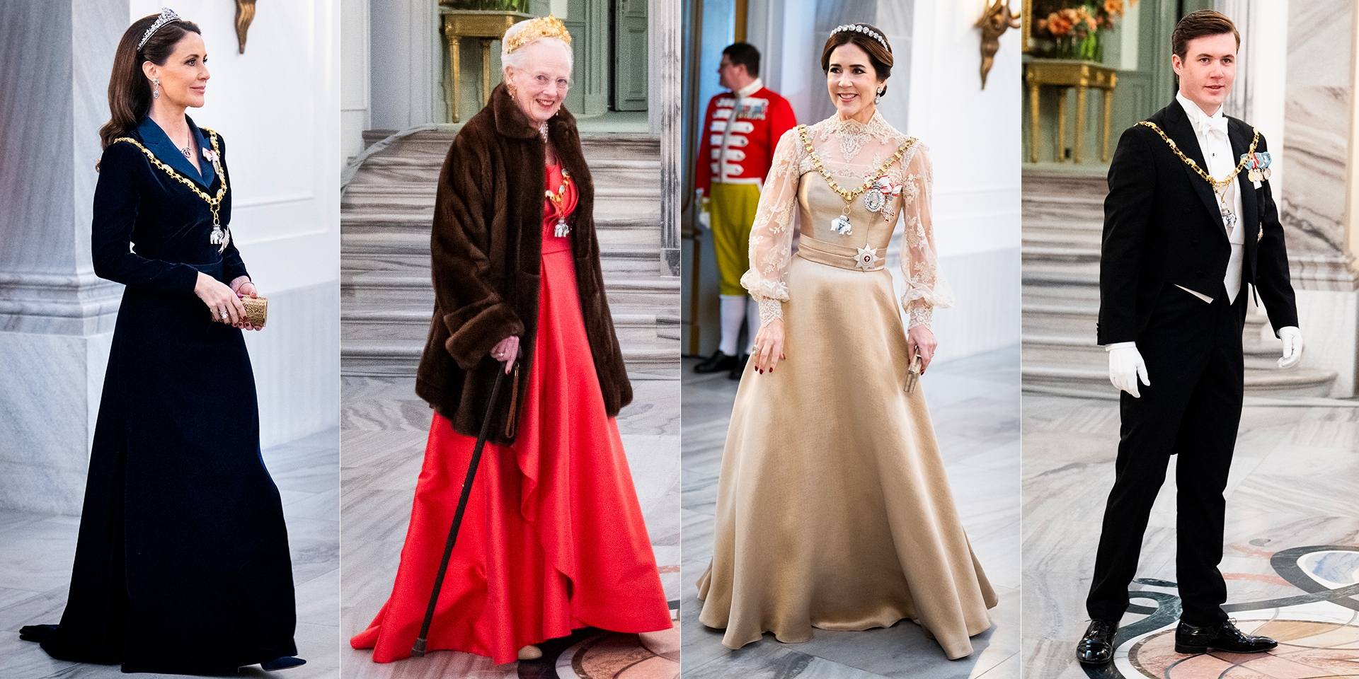 Il ricevimento di Capodanno dei reali danesi: la regina Mary sfida il freddo in pizzo e oro