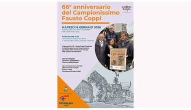 MARTEDI' 6 AL TEMPIO DEL CICLISTA LA CERIMONIA IN RICORDO DI FAUSTO COPPI CON L'OMAGGIO A FRANCO TESTA