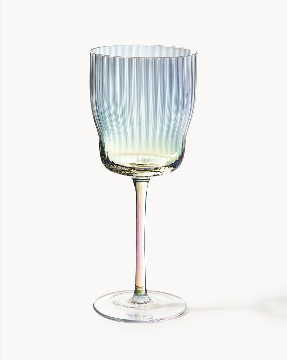 Bicchieri da vino in vetro soffiato scanalato e lucentezza perlacea Juno 4 pz