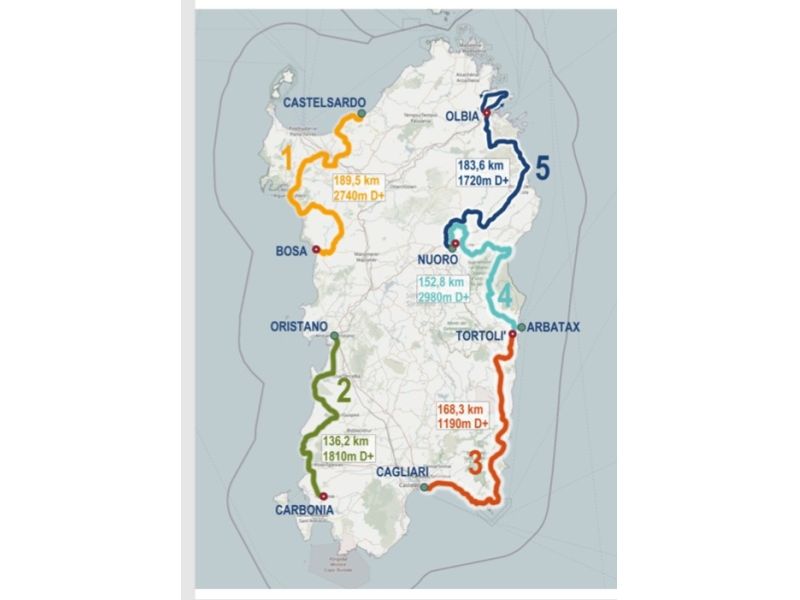 GIRO DI SARDEGNA. DAL 25 FEBBRAIO AL 1 MARZO, CINQUE TAPPE IN UN MIX DI CICLISMO, CULTURA E TERRITORIO