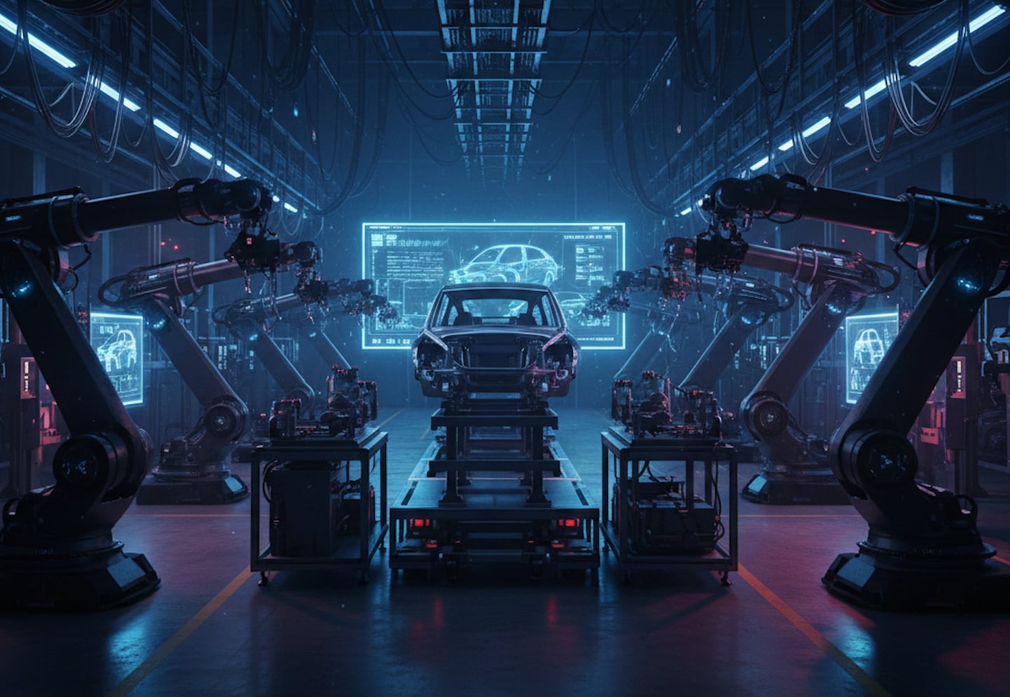 così l’auto corre verso la produzione senza luce né operai