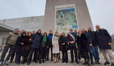 Omaggio a Sante Gaiardoni: inaugurata la gigantografia sul palazzetto