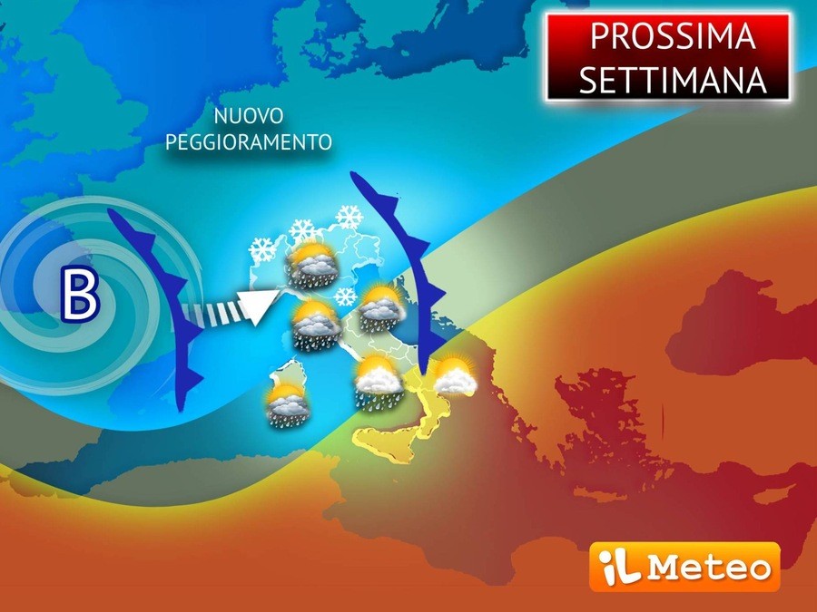 Prossima Settimana con piogge abbondanti e neve. Le regioni coinvolte