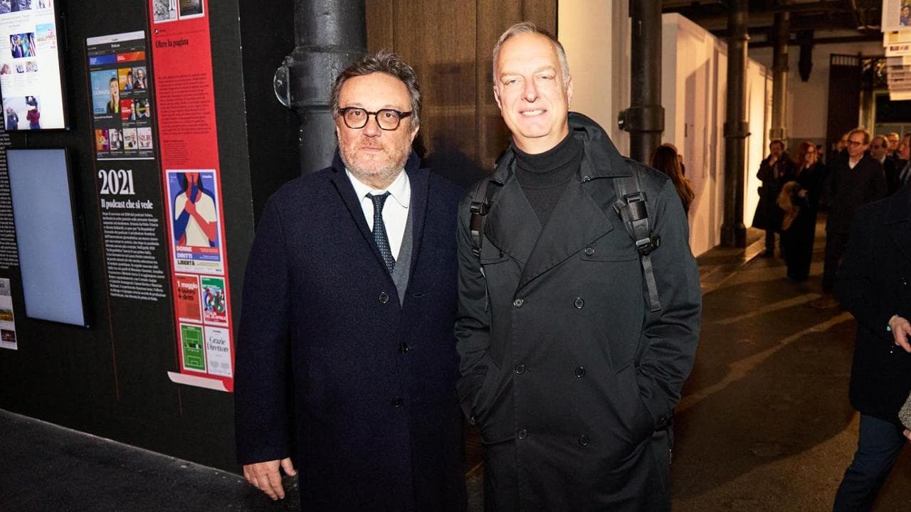 Il direttore di Repubblica, Mario Orfeo, con lo scrittore Antonio Scurati