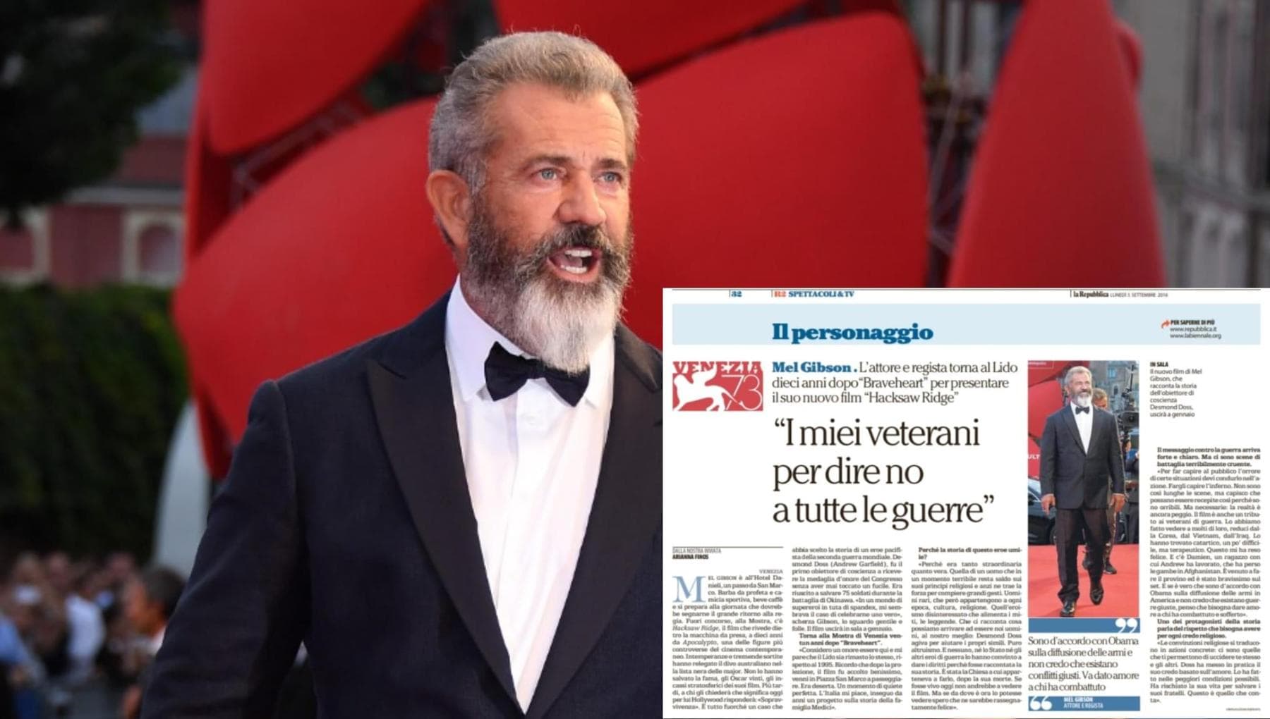 Mel Gibson: “I miei veterani per dire no a tutte le guerre”