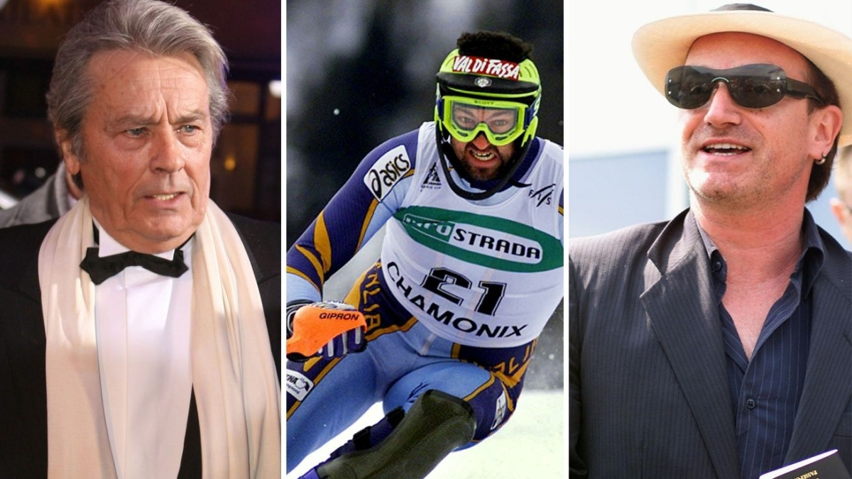 Vip e sportivi a Crans Montana: l'ultima vittoria di Alberto Tomba, le vacanze di Delon e Bono Vox