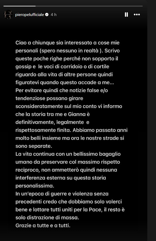 Piero Pelù e la moglie Gianna Fratta si separano: “Massimo rispetto reciproco”