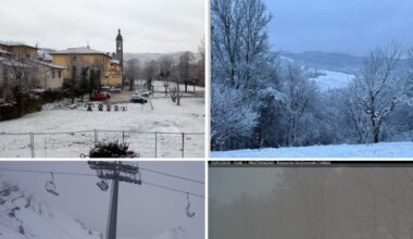 Neve e ghiaccio all'Abetone e in Mugello, anche a bassa quota. Il Casentino si sveglia imbiancato. Allerta gialla in oltre 100 comuni