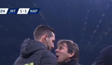 Conte espulso: urla al quarto uomo dopo il rigore in Inter-Napoli