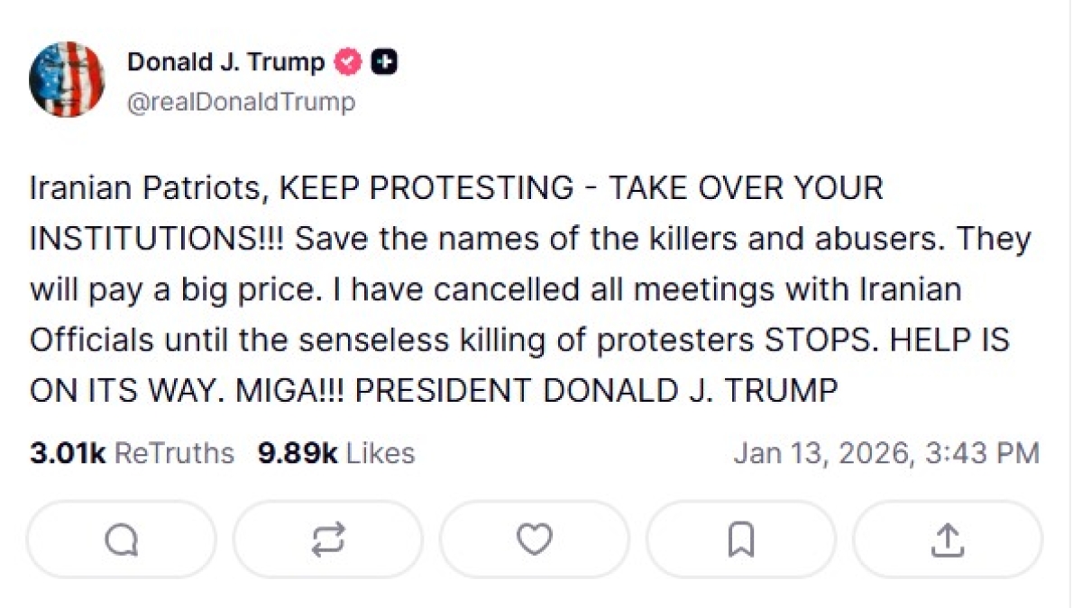 Proteste in Iran, le notizie in diretta | Trump ai manifestanti: «L'aiuto è in arrivo, continuate la protesta». Mosca: «Minacce inaccettabili». Media: «12 mila morti. Domani giustiziato un 26enne». Tajani: «Convocato l'ambasciatore iraniano»