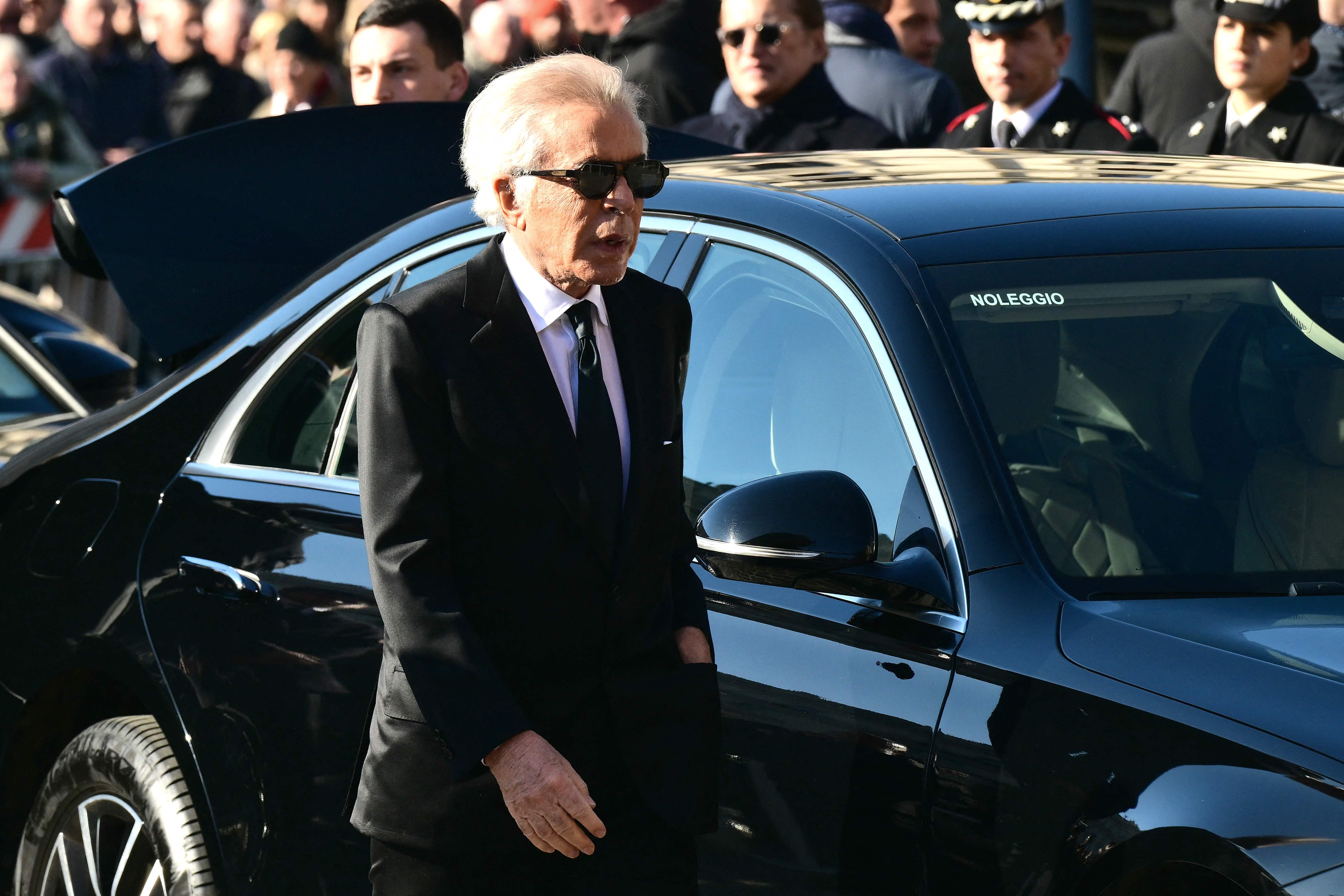 Italian businessman Giancarlo Giammetti arrives at the funeral ceremony for the late Italian fashion designer Valentino Gavarani at the Basilic of Santa Maria degli Angeli e dei Martiri, in Rome on January 23, 2026. (Photo by Stefano RELLANDINI / ...