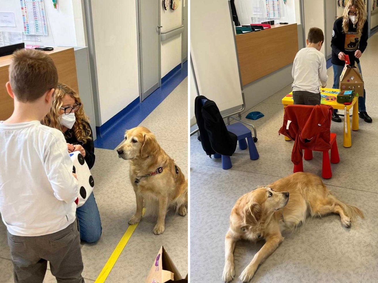 Con un cane al fianco, il casco dell'encefalogramma non fa più paura. Così la pet therapy dà coraggio ai bambini