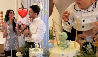 «Un anno di notti in bianco ma ti amiamo». La torta e gli invitati vip