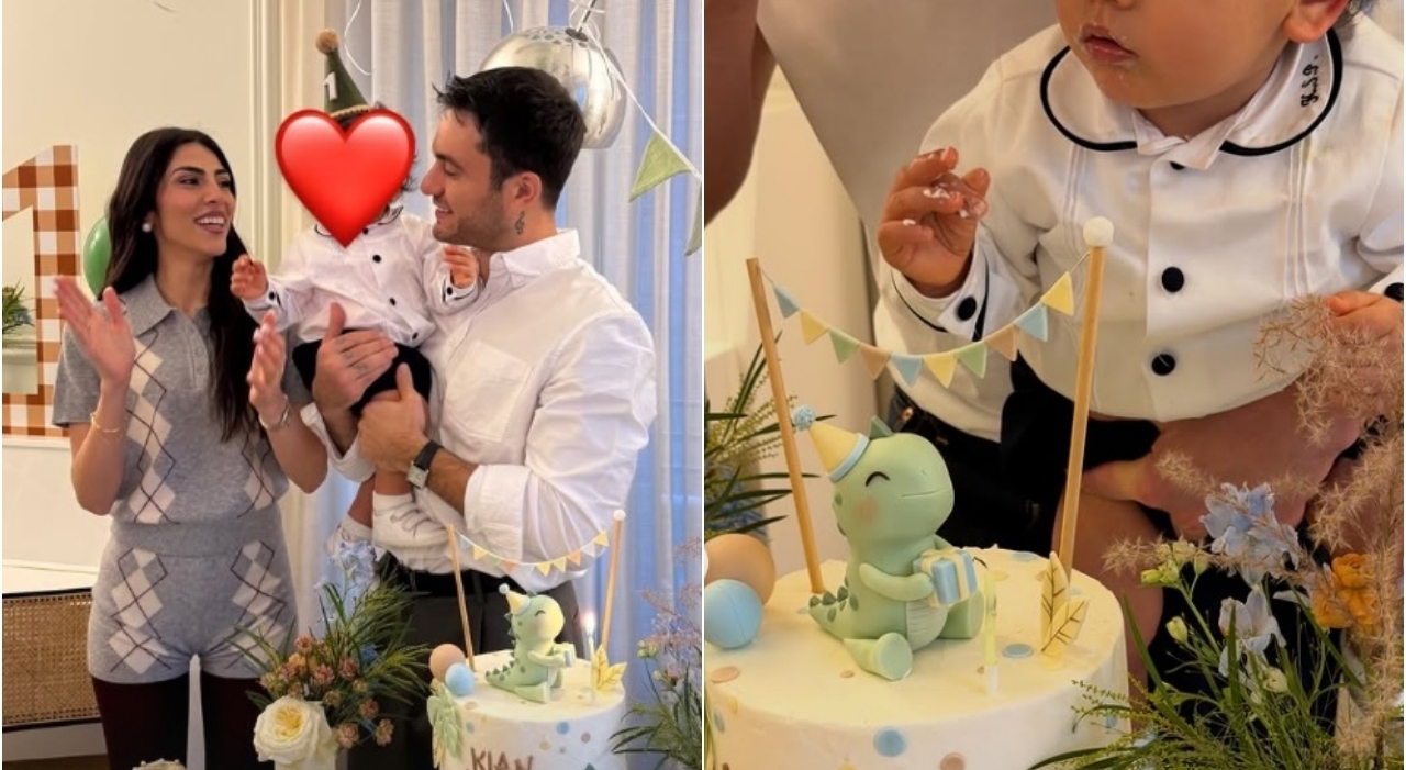 «Un anno di notti in bianco ma ti amiamo». La torta e gli invitati vip
