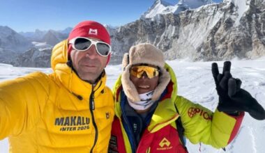 Abolfazl Gozali e Sanu Sherpa sul Makalu