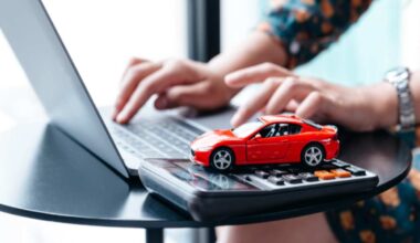 auto in miniatura calcolatrice e computer