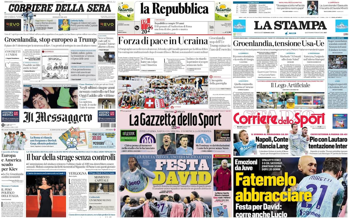 Le prime pagine dei quotidiani di oggi 7 gennaio: la rassegna stampa