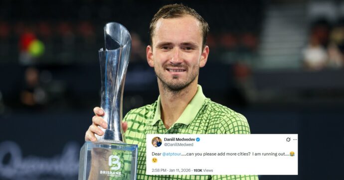 Medvedev vince a Brisbane e poi scherza sui social: “Cara Atp, puoi aggiungere altre città? Le sto finendo”